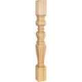 Hardware Resources 3-3/4" Wx3-3/4"Dx35-1/2"H Rubberwood Fluted Acanthus Post P28RW